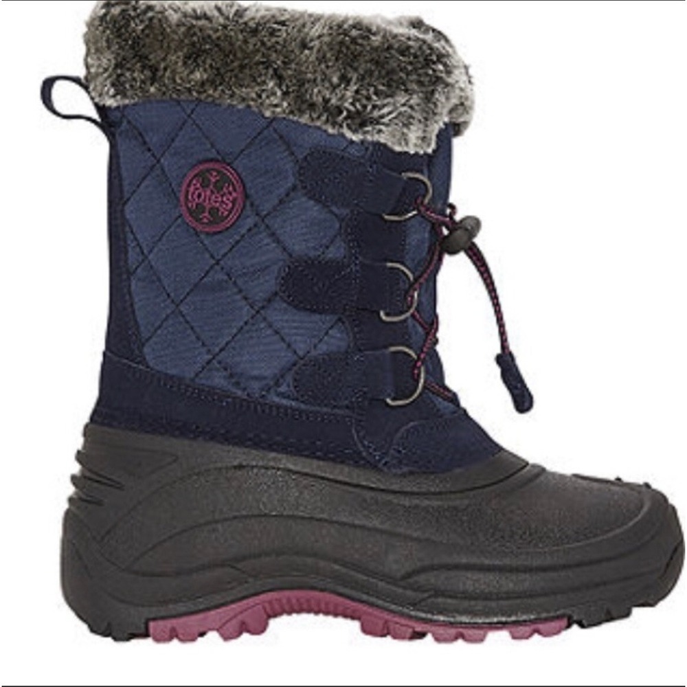 New kids size 11 Totes waterproof shell fur lined navy blue Boots